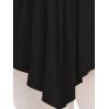 ROSE GAL Rosegal Women Plus Size Cold Shoulder Top Floral Applique Ruched Draped T-Shirt Open Shoulder Tunic Top(Black_1)