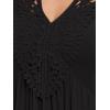 ROSE GAL Rosegal Women Plus Size Cold Shoulder Top Floral Applique Ruched Draped T-Shirt Open Shoulder Tunic Top(Black_1)