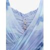 ROSE GAL Rosegal Women Plus Size Elegant Surplice Blouse Tunic Peplum Top(Blue_1)