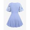 ROSE GAL Rosegal Women Plus Size Elegant Surplice Blouse Tunic Peplum Top(Blue_1)