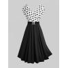 ROSE GAL Women Plus Size 1950s Vintage Retro V Neck Cocktail Swing Crossover Sleeveless Polka Dot Ruched Dress(Black_1)