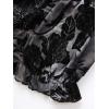 ROSE GAL Women Plus Size Elegant Summer Cold Shoulder Top Floral Flocking Lettuces Lace-up Layered Tunic T-Shirt(Black_1)