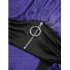 ROSE GAL Women Plus Size Medieval Renaissance Costume Victorian Dress Color Block Textured Bell Sleeve Dress(Purple)