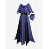 ROSE GAL Women Plus Size Medieval Renaissance Costume Victorian Dress Color Block Textured Bell Sleeve Dress(Purple)
