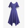 ROSE GAL Women Plus Size Medieval Renaissance Costume Victorian Dress Color Block Textured Bell Sleeve Dress(Purple)