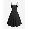 ROSE GAL Women Plus Size Renaissance Floral Lace-up Lace Panel Summer Cami Dress(Black_1)