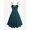 ROSE GAL Women Plus Size Renaissance Floral Lace-up Lace Panel Summer Cami Dress(Green_1)