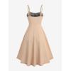 ROSE GAL Women Plus Size Renaissance Floral Lace-up Lace Panel Summer Cami Dress(Khaki_1)