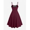ROSE GAL Women Plus Size Renaissance Floral Lace-up Lace Panel Summer Cami Dress(Red_1)