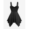 ROSE GAL Women Plus Size Sleeveless Tanks Glitter Handkerchief Hem Tank Top(Black)
