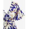 ROSE GAL Women Plus Size Summer Vacation Maxi Dress Floral Print V Neck Surplice Flowy Sundress with Belt(Blue)