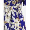 ROSE GAL Women Plus Size Summer Vacation Maxi Dress Floral Print V Neck Surplice Flowy Sundress with Belt(Blue)
