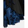 ROSE GAL Womens Plus Size Flocking Floral Figure Print Lace Up Ruched Ruffles Long Bell Sleeves Flowy 2 in 1 Top(Blue)