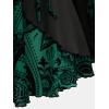 ROSE GAL Womens Plus Size Flocking Floral Figure Print Lace Up Ruched Ruffles Long Bell Sleeves Flowy 2 in 1 Top(Green)