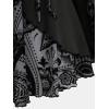ROSE GAL Womens Plus Size Flocking Floral Figure Print Lace Up Ruched Ruffles Long Bell Sleeves Flowy 2 in 1 Top(Light Gray)