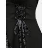 ROSE GAL Womens Plus Size Flocking Floral Figure Print Lace Up Ruched Ruffles Long Bell Sleeves Flowy 2 in 1 Top(Light Gray)