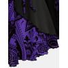 ROSE GAL Womens Plus Size Flocking Floral Figure Print Lace Up Ruched Ruffles Long Bell Sleeves Flowy 2 in 1 Top(Purple)