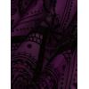 ROSE GAL Womens Plus Size Flocking Floral Figure Print Lace Up Ruched Ruffles Long Bell Sleeves Flowy 2 in 1 Top(Purple_1)
