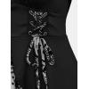 ROSE GAL Womens Plus Size Flocking Floral Figure Print Lace Up Ruched Ruffles Long Bell Sleeves Flowy 2 in 1 Top(White)
