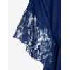 ROSE GAL Women’s Plus Size Flower Lace Butterfly Sleeve T Shirt Curve Flower Lace Summer Casual Tunic(Blue)
