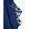 ROSE GAL Women’s Plus Size Flower Lace Butterfly Sleeve T Shirt Curve Flower Lace Summer Casual Tunic(Blue)
