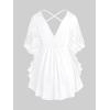 ROSE GAL Women’s Plus Size Flower Lace Butterfly Sleeve T Shirt Curve Flower Lace Summer Casual Tunic(White)