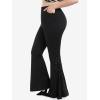 ROSE GAL Womens Plus Size Gothic Lace Up Two Tone Godet Hem Pull On Flare Pants(Black_1)