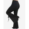 ROSE GAL Womens Plus Size Gothic Lace Up Two Tone Godet Hem Pull On Flare Pants(Black_1)