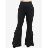 ROSE GAL Womens Plus Size Gothic Lace Up Two Tone Godet Hem Pull On Flare Pants(Black_1)