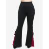 ROSE GAL Womens Plus Size Gothic Lace Up Two Tone Godet Hem Pull On Flare Pants(Black_5)