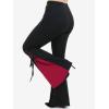ROSE GAL Womens Plus Size Gothic Lace Up Two Tone Godet Hem Pull On Flare Pants(Black_5)