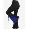 ROSE GAL Womens Plus Size Gothic Lace Up Two Tone Godet Hem Pull On Flare Pants(Blue_1)