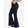 ROSE GAL Womens Plus Size Gothic Lace Up Two Tone Godet Hem Pull On Flare Pants(Blue_1)