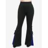 ROSE GAL Womens Plus Size Gothic Lace Up Two Tone Godet Hem Pull On Flare Pants(Blue_1)