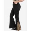 ROSE GAL Womens Plus Size Gothic Lace Up Two Tone Godet Hem Pull On Flare Pants(Coffee_1)