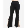 ROSE GAL Womens Plus Size Gothic Lace Up Two Tone Godet Hem Pull On Flare Pants(Coffee_1)