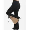 ROSE GAL Womens Plus Size Gothic Lace Up Two Tone Godet Hem Pull On Flare Pants(Coffee_1)
