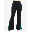 ROSE GAL Womens Plus Size Gothic Lace Up Two Tone Godet Hem Pull On Flare Pants(Green_1)