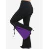 ROSE GAL Womens Plus Size Gothic Lace Up Two Tone Godet Hem Pull On Flare Pants(Purple_1)