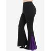 ROSE GAL Womens Plus Size Gothic Lace Up Two Tone Godet Hem Pull On Flare Pants(Purple_1)