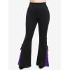 ROSE GAL Womens Plus Size Gothic Lace Up Two Tone Godet Hem Pull On Flare Pants(Purple_1)