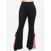 ROSE GAL Womens Plus Size Gothic Lace Up Two Tone Godet Hem Pull On Flare Pants(Red_2)