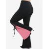 ROSE GAL Womens Plus Size Gothic Lace Up Two Tone Godet Hem Pull On Flare Pants(Red_2)