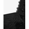 ROSE GAL Womens Plus Size Lace Applique Trim Ruched Buckle Flocking Floral Long Flare Sleeve 2 in 1 Flowy Top(Black)