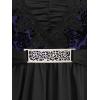 ROSE GAL Womens Plus Size Lace Applique Trim Ruched Buckle Flocking Floral Long Flare Sleeve 2 in 1 Flowy Top(Purple)