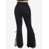 ROSE GAL Womens Plus Size Lace Insert Flare Pants High Waisted Stretchy Long Pants(Black_1)