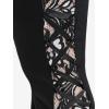 ROSE GAL Womens Plus Size Lace Insert Flare Pants High Waisted Stretchy Long Pants(Black_1)