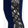 ROSE GAL Womens Plus Size Lace Insert Flare Pants High Waisted Stretchy Long Pants(Blue_1)