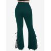 ROSE GAL Womens Plus Size Lace Insert Flare Pants High Waisted Stretchy Long Pants(Green_1)