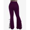 ROSE GAL Womens Plus Size Lace Insert Flare Pants High Waisted Stretchy Long Pants(Purple_1)
